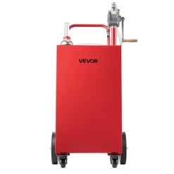 VEVOR 40 Gallon Fuel Gas Caddy, Carbon Steel, Portable Fuel Transfer Storage Tank with Manual Pump and 4 Wheels, Gasoline Diesel Can Container, for Cars, Lawn Mowers, ATVs, Boats, Motorcycles, Red