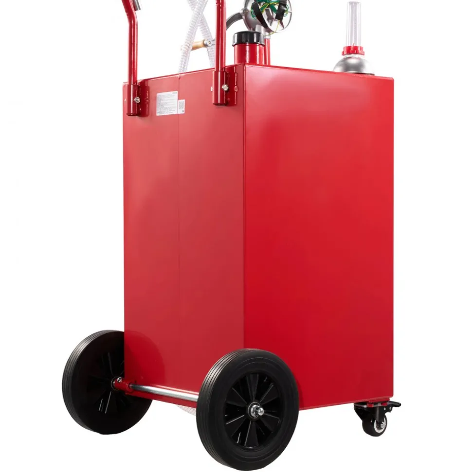 VEVOR 40 Gallon Fuel Gas Caddy, Carbon Steel, Portable Fuel Transfer Storage Tank with Manual Pump and 4 Wheels, Gasoline Diesel Can Container, for Cars, Lawn Mowers, ATVs, Boats, Motorcycles, Red