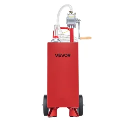 VEVOR 15 Gallon Fuel Gas Caddy, Carbon Steel, Portable Fuel Transfer Storage Tank with Manual Pump & Rolling Wheels, Gasoline Diesel Can Container, for Cars, Lawn Mowers, ATVs, Boats, Motorcycles, Red