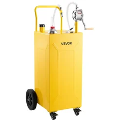 VEVOR 35 Gallon Fuel Gas Caddy, Carbon Steel, Portable Fuel Transfer Storage Tank with Manual Pump and 4 Wheels, Gasoline Diesel Can Container, for Cars, Lawn Mowers, ATVs, Boats, Motorcycles, Red