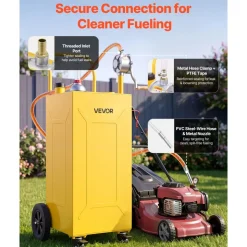 VEVOR 35 Gallon Fuel Gas Caddy, Carbon Steel, Portable Fuel Transfer Storage Tank with Manual Pump and 4 Wheels, Gasoline Diesel Can Container, for Cars, Lawn Mowers, ATVs, Boats, Motorcycles, Red