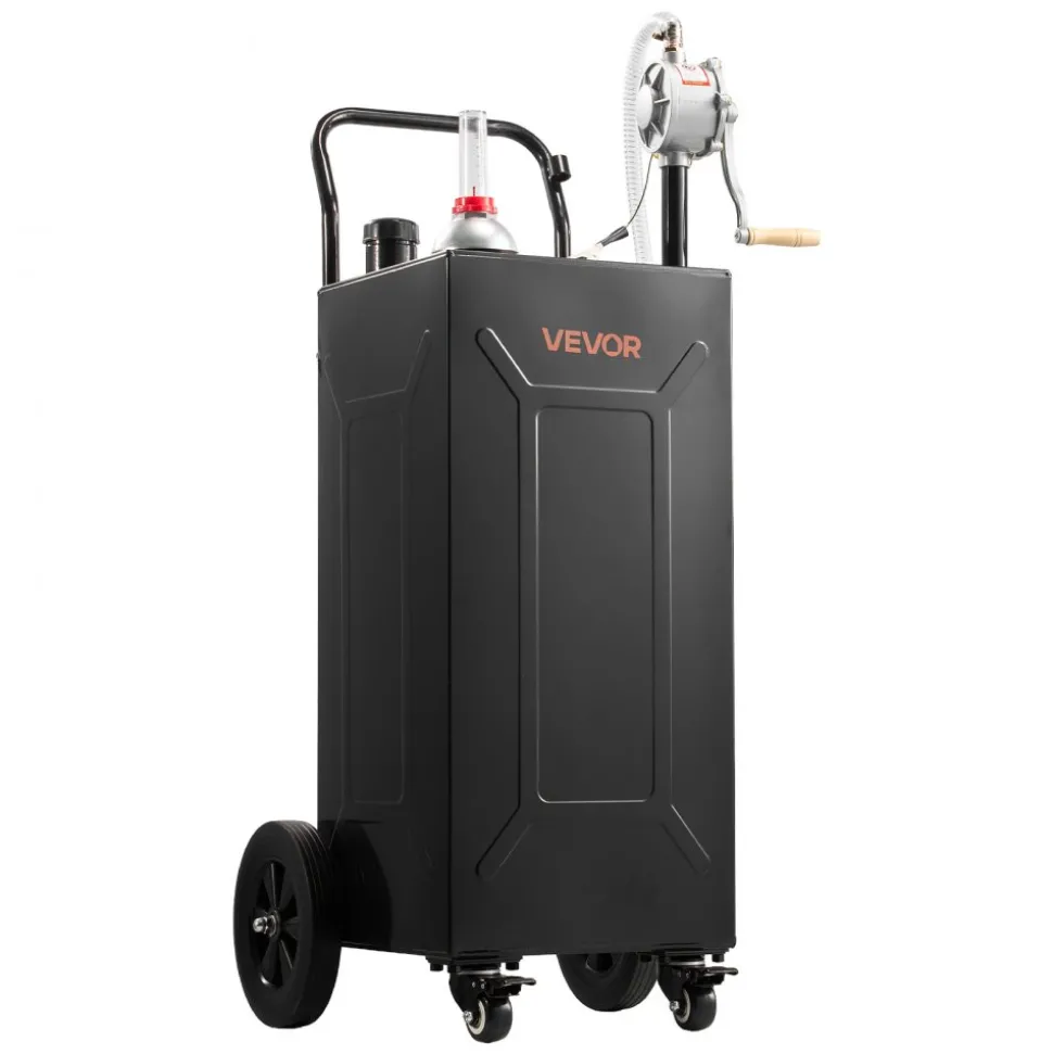 VEVOR 30 Gallon Fuel Gas Caddy, Carbon Steel, Portable Fuel Transfer Storage Tank with Electric Pump & 2 Wheels, Gasoline Diesel Can Container, for Cars, Lawn Mowers, ATVs, Boats, Motorcycles, Red