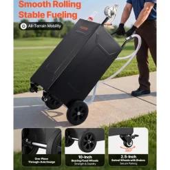 VEVOR 30 Gallon Fuel Gas Caddy, Carbon Steel, Portable Fuel Transfer Storage Tank with Electric Pump & 2 Wheels, Gasoline Diesel Can Container, for Cars, Lawn Mowers, ATVs, Boats, Motorcycles, Red