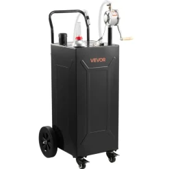 VEVOR 30 Gallon Fuel Gas Caddy, Carbon Steel, Portable Fuel Transfer Storage Tank with Electric Pump & 2 Wheels, Gasoline Diesel Can Container, for Cars, Lawn Mowers, ATVs, Boats, Motorcycles, Red