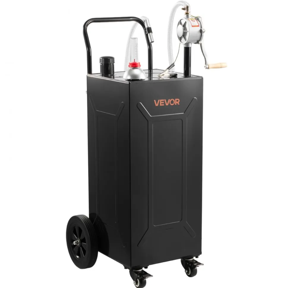 VEVOR 30 Gallon Fuel Gas Caddy, Carbon Steel, Portable Fuel Transfer Storage Tank with Electric Pump & 2 Wheels, Gasoline Diesel Can Container, for Cars, Lawn Mowers, ATVs, Boats, Motorcycles, Red