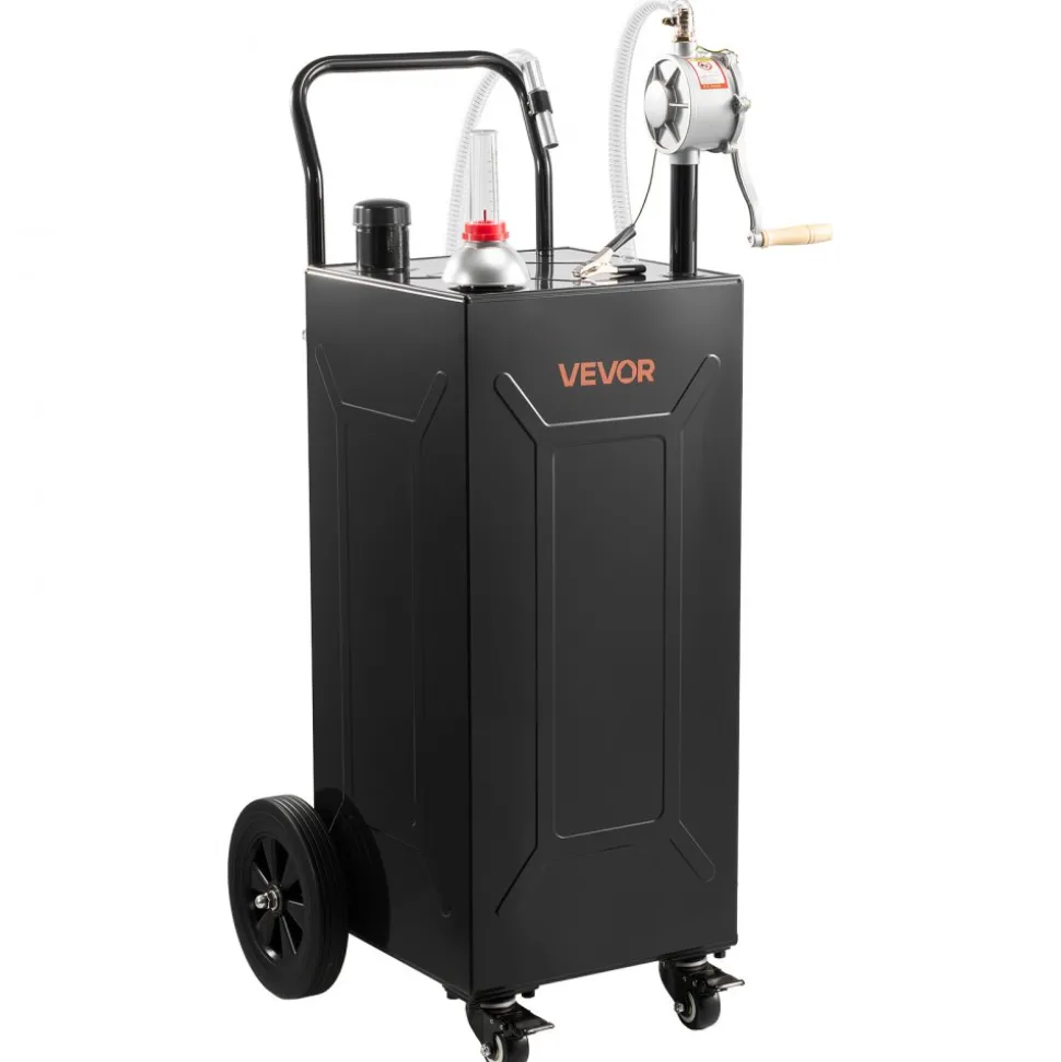 VEVOR 30 Gallon Fuel Gas Caddy, Carbon Steel, Portable Fuel Transfer Storage Tank with Electric Pump & 2 Wheels, Gasoline Diesel Can Container, for Cars, Lawn Mowers, ATVs, Boats, Motorcycles, Red