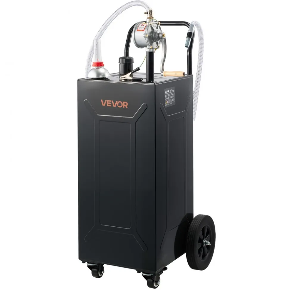 VEVOR 30 Gallon Fuel Gas Caddy, Carbon Steel, Portable Fuel Transfer Storage Tank with Electric Pump & 2 Wheels, Gasoline Diesel Can Container, for Cars, Lawn Mowers, ATVs, Boats, Motorcycles, Red