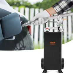 VEVOR 30 Gallon Gas Caddy, Fuel Storage Tank with Wheels, Portable Fuel Caddy with Manuel Transfer Pump, Gasoline Diesel Fuel Container for Cars, Lawn Mowers, ATVs, Boats, More, Black