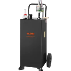 VEVOR 30 Gallon Gas Caddy, Fuel Storage Tank with Wheels, Portable Fuel Caddy with Manuel Transfer Pump, Gasoline Diesel Fuel Container for Cars, Lawn Mowers, ATVs, Boats, More, Black