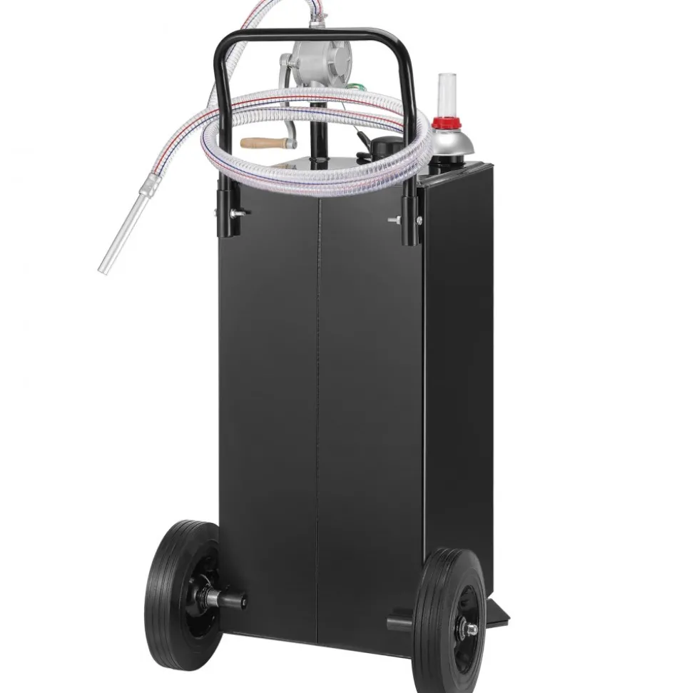 VEVOR 30 Gallon Gas Caddy, Fuel Storage Tank with Wheels, Portable Fuel Caddy with Manuel Transfer Pump, Gasoline Diesel Fuel Container for Cars, Lawn Mowers, ATVs, Boats, More, Black