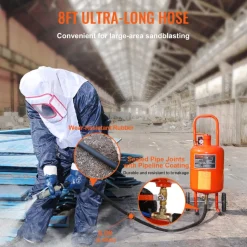VEVOR 5 Gallon Sand Blaster, 60-110 PSI High Pressure Sandblaster, Portable Abrasive Blasting Tank, Air Sand Blasting Kit with 4 Ceramic Nozzles and Oil-Water Separator for Paint, Stain, Rust Removal