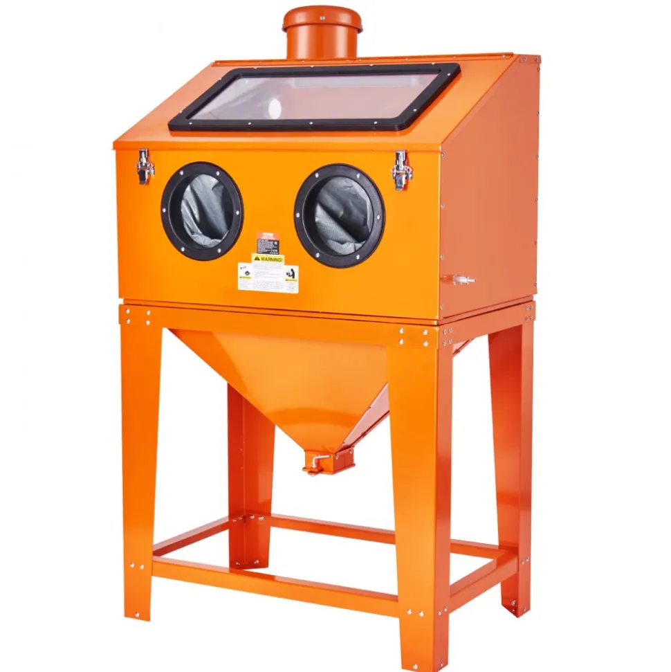 VEVOR 90 Gallon Sandblasting Cabinet with 1.8 Gallon Dust Collection System, 40-120PSI Sand Blasting Cabinet with Stand, Heavy Duty Sand Blaster with Blasting Gun & 4 Nozzles for Paint, Rust Removal