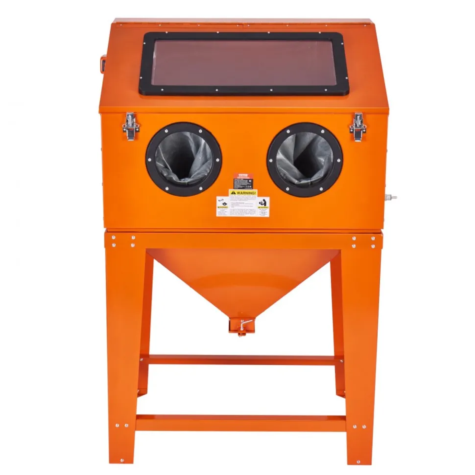 VEVOR 90 Gallon Sandblasting Cabinet with 1.8 Gallon Dust Collection System, 40-120PSI Sand Blasting Cabinet with Stand, Heavy Duty Sand Blaster with Blasting Gun & 4 Nozzles for Paint, Rust Removal