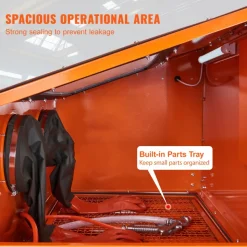 VEVOR 90 Gallon Sandblasting Cabinet with 1.8 Gallon Dust Collection System, 40-120PSI Sand Blasting Cabinet with Stand, Heavy Duty Sand Blaster with Blasting Gun & 4 Nozzles for Paint, Rust Removal