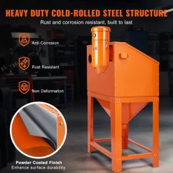 VEVOR 90 Gallon Sandblasting Cabinet with 1.8 Gallon Dust Collection System, 40-120PSI Sand Blasting Cabinet with Stand, Heavy Duty Sand Blaster with Blasting Gun & 4 Nozzles for Paint, Rust Removal