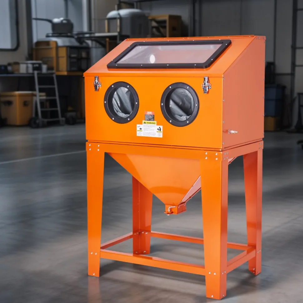 VEVOR 90 Gallon Sandblasting Cabinet with 1.8 Gallon Dust Collection System, 40-120PSI Sand Blasting Cabinet with Stand, Heavy Duty Sand Blaster with Blasting Gun & 4 Nozzles for Paint, Rust Removal