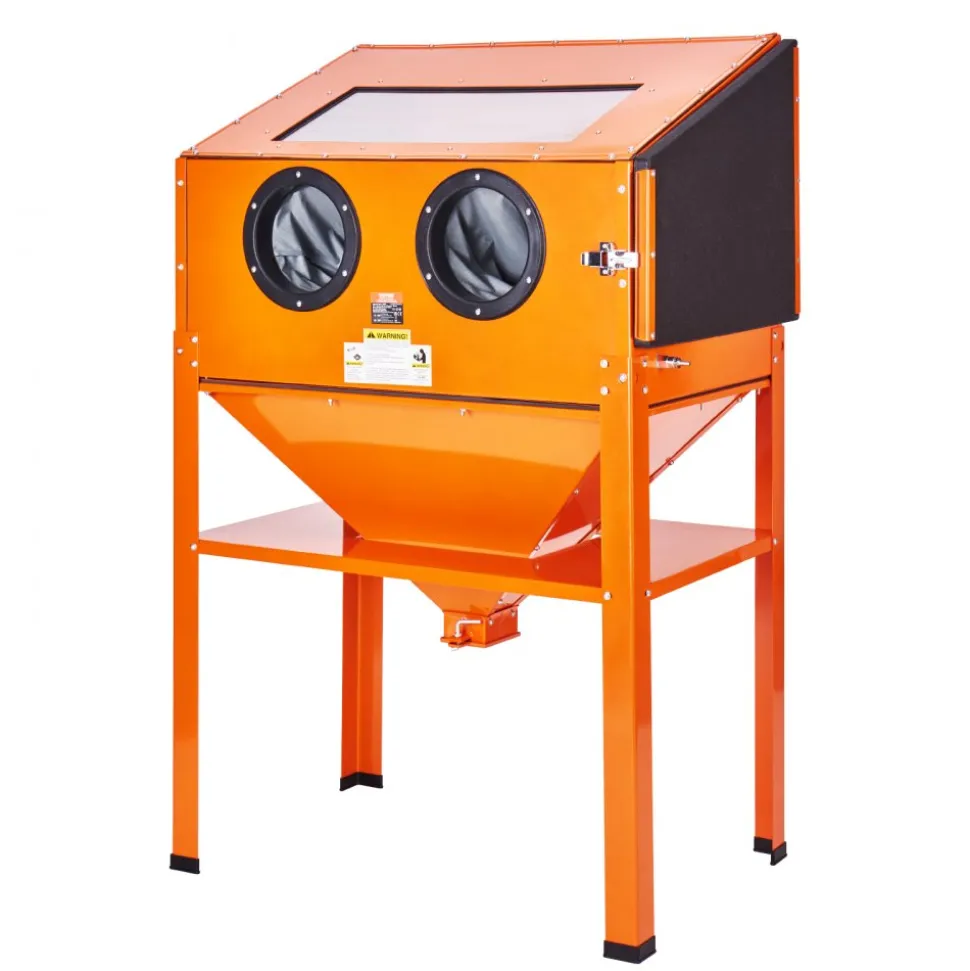 VEVOR 60 Gallon Sandblasting Cabinet, 40-120PSI Sand Blasting Cabinet with Stand, Heavy Duty Steel Sand Blaster with Blasting Gun & 4 Ceramic Nozzles for Paint, Stain, Rust Removal