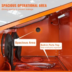 VEVOR 60 Gallon Sandblasting Cabinet, 40-120PSI Sand Blasting Cabinet with Stand, Heavy Duty Steel Sand Blaster with Blasting Gun & 4 Ceramic Nozzles for Paint, Stain, Rust Removal
