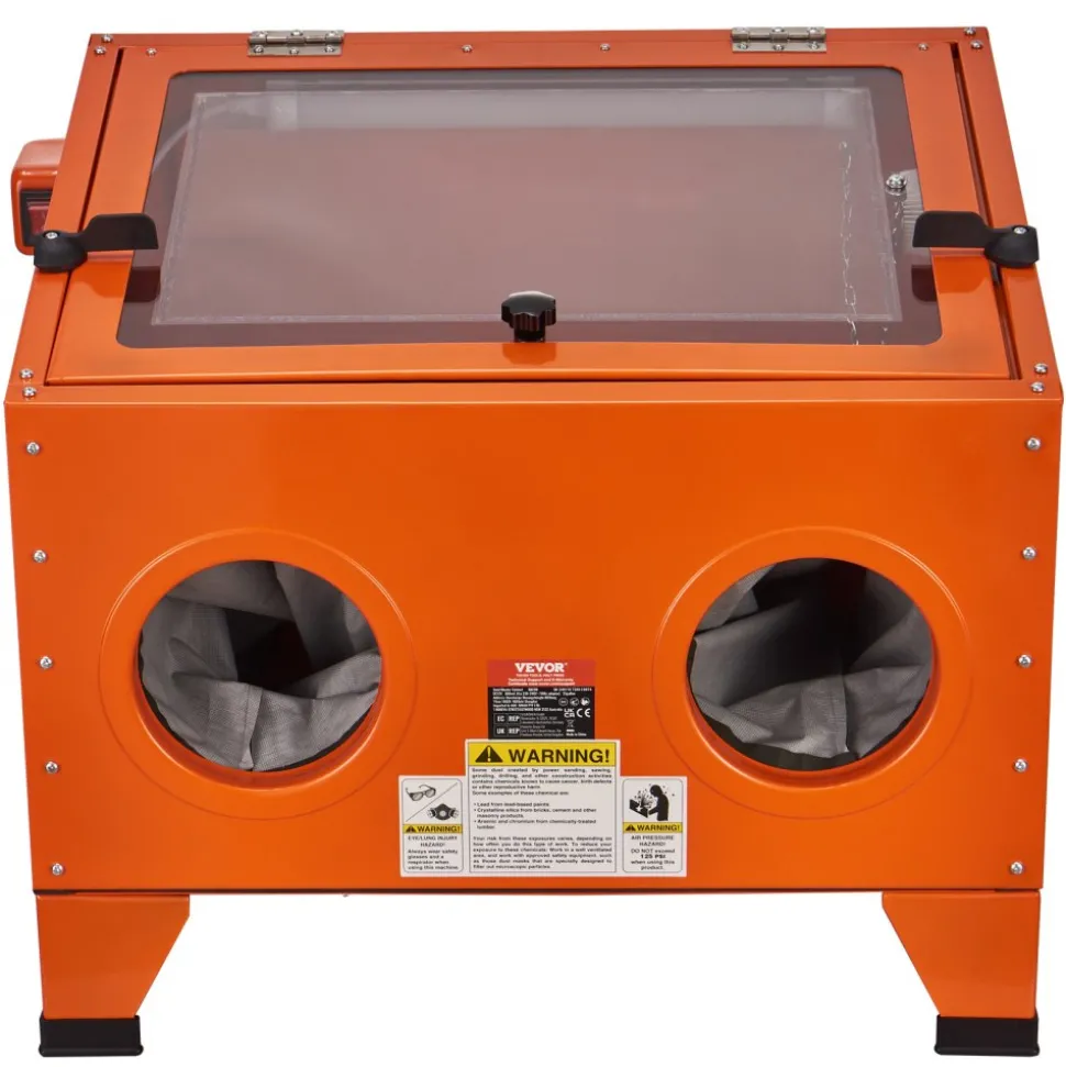 VEVOR 25 Gallon Sandblasting Cabinet, 40-120PSI Portable Benchtop Sand Blasting Cabinet, Heavy Duty Steel Sand Blaster with Blasting Gun & 4 Ceramic Nozzles for Paint, Stain, Rust Removal
