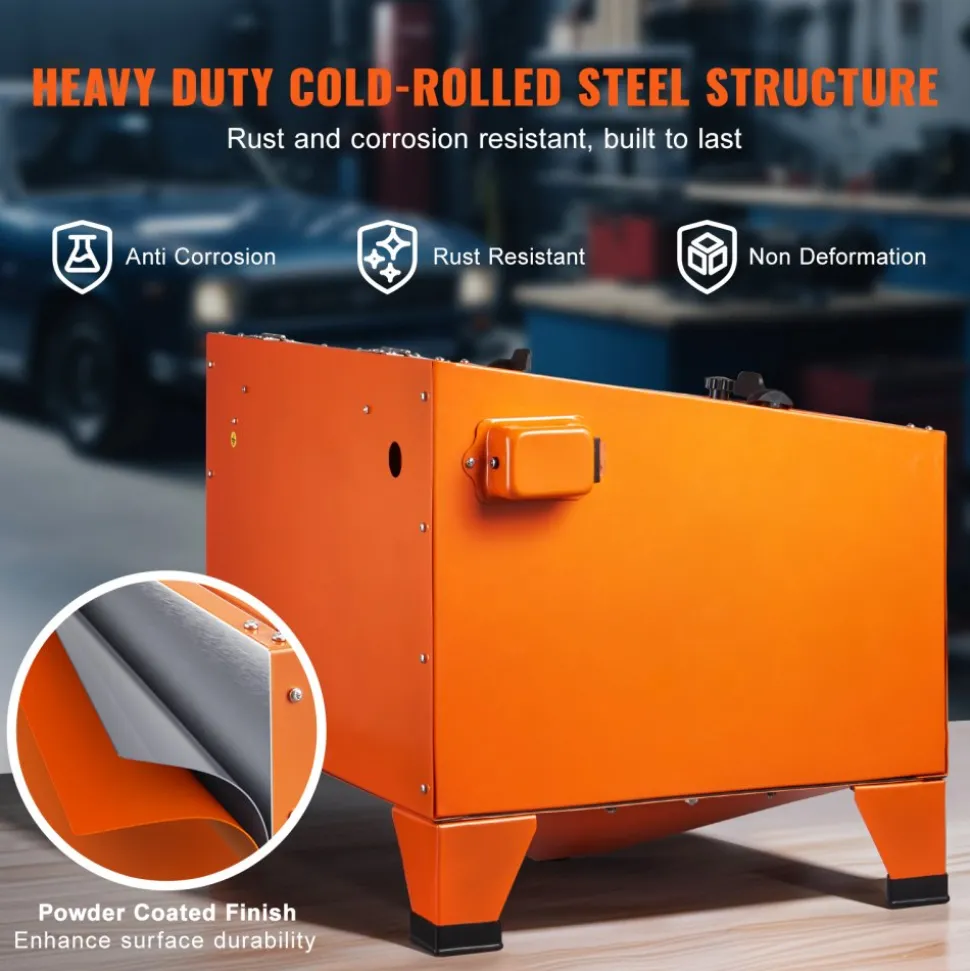 VEVOR 25 Gallon Sandblasting Cabinet, 40-120PSI Portable Benchtop Sand Blasting Cabinet, Heavy Duty Steel Sand Blaster with Blasting Gun & 4 Ceramic Nozzles for Paint, Stain, Rust Removal