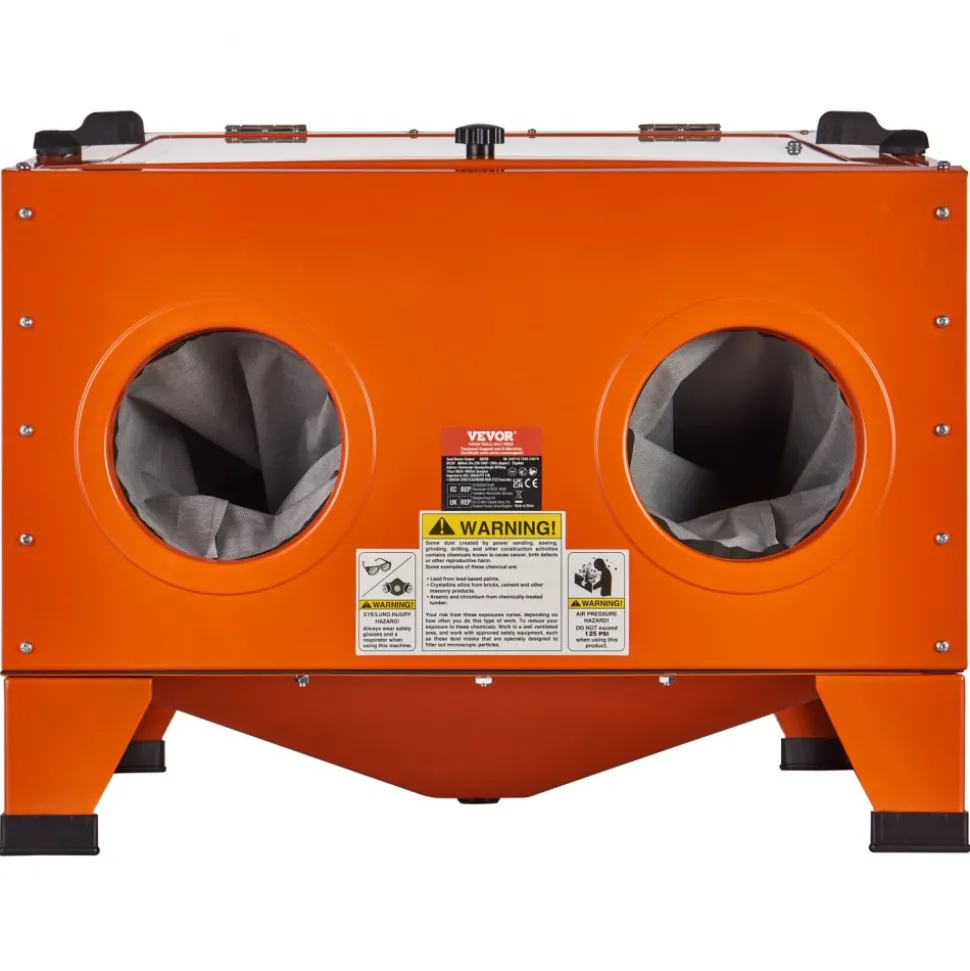 VEVOR 25 Gallon Sandblasting Cabinet, 40-120PSI Portable Benchtop Sand Blasting Cabinet, Heavy Duty Steel Sand Blaster with Blasting Gun & 4 Ceramic Nozzles for Paint, Stain, Rust Removal