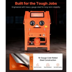 VEVOR 245 Gallon Sandblasting Cabinet with Pressurized Tank, Heavy Duty Steel Sand Blasting Cabinet on Wheels - with 32 Gallon Media Hopper & 1.6HP Dust Collector for Oversized Parts Surface Finishing