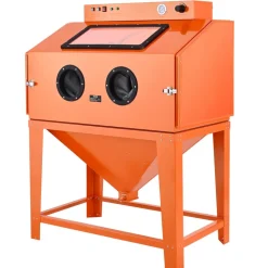 VEVOR 115 Gallon Sandblasting Cabinet, Heavy Duty Steel Sand Blasting Cabinet with 31-Gallon Media Hopper, Dual Blasting Guns & 1.6HP Dust Collector for Oversized Parts Surface Finishing, Rust Removal