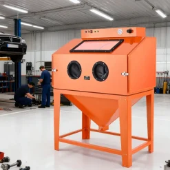 VEVOR 115 Gallon Sandblasting Cabinet, Heavy Duty Steel Sand Blasting Cabinet with 31-Gallon Media Hopper, Dual Blasting Guns & 1.6HP Dust Collector for Oversized Parts Surface Finishing, Rust Removal