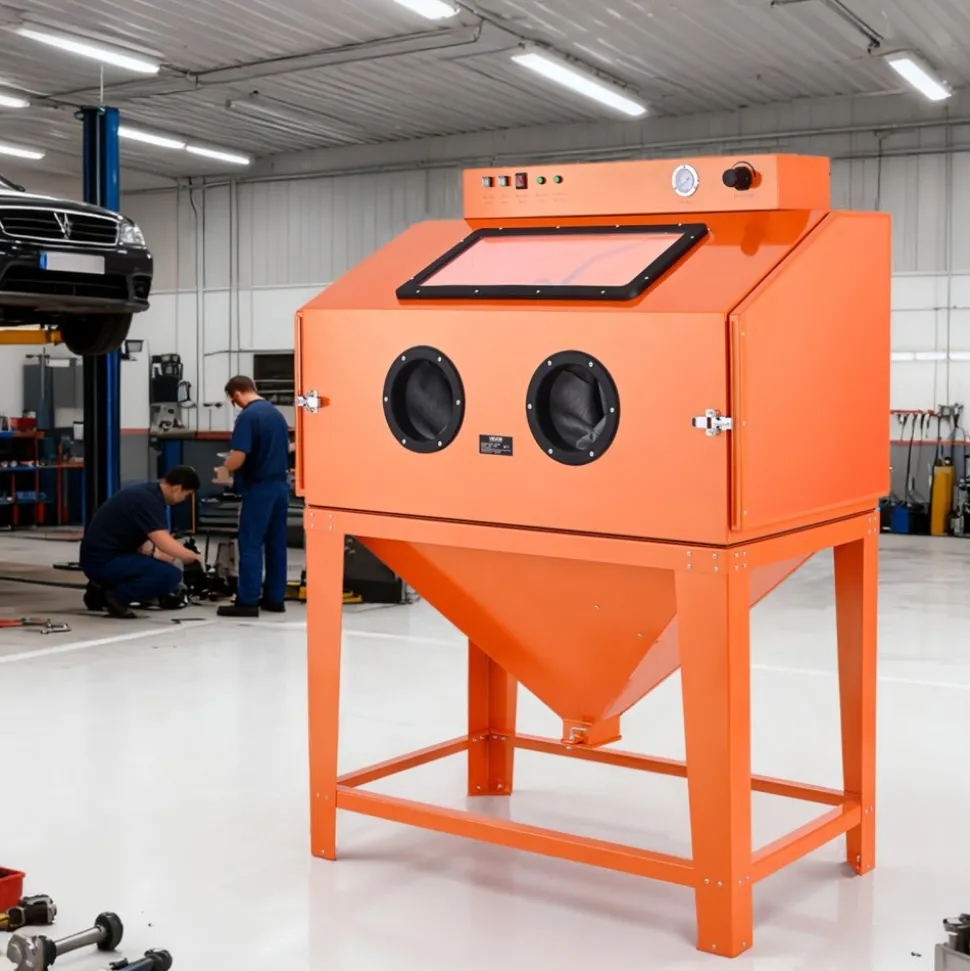 VEVOR 115 Gallon Sandblasting Cabinet, Heavy Duty Steel Sand Blasting Cabinet with 31-Gallon Media Hopper, Dual Blasting Guns & 1.6HP Dust Collector for Oversized Parts Surface Finishing, Rust Removal