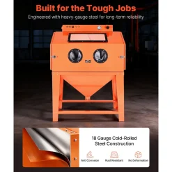 VEVOR 115 Gallon Sandblasting Cabinet, Heavy Duty Steel Sand Blasting Cabinet with 31-Gallon Media Hopper, Dual Blasting Guns & 1.6HP Dust Collector for Oversized Parts Surface Finishing, Rust Removal
