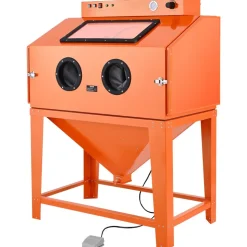 VEVOR 115 Gallon Sandblasting Cabinet, Heavy Duty Steel Sand Blasting Cabinet with 31-Gallon Media Hopper, Dual Blasting Guns & 1.6HP Dust Collector for Oversized Parts Surface Finishing, Rust Removal