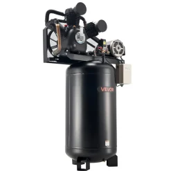 VEVOR 80 Gallons Heavy-Duty Air Compressor, 10HP 17 SCFM at 90PSI Air Compressors Max 175PSI, Oil-Lubricated Compressor Tank for Industrial Manufacturing, Large Workshops (230V 3-Phase, No Plug)