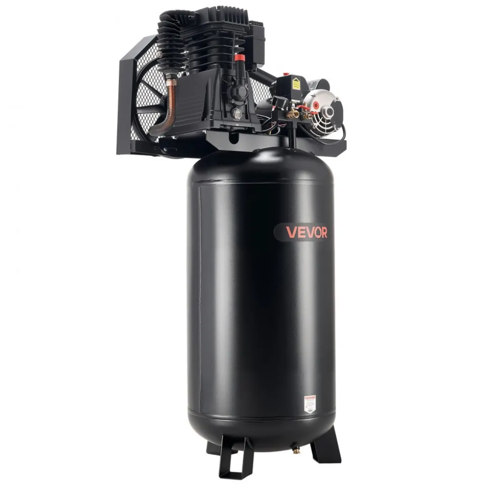 VEVOR 60 Gallons Heavy-Duty Air Compressor, 5HP 12 SCFM at 90PSI Air Compressors Max 145PSI Pressure, Oil-Lubricated Compressor Tank for Industrial Manufacturing, Large Workshops (230V 60Hz, No-Plug)