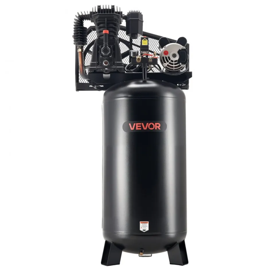 VEVOR 60 Gallons Heavy-Duty Air Compressor, 5HP 12 SCFM at 90PSI Air Compressors Max 145PSI Pressure, Oil-Lubricated Compressor Tank for Industrial Manufacturing, Large Workshops (230V 60Hz, No-Plug)