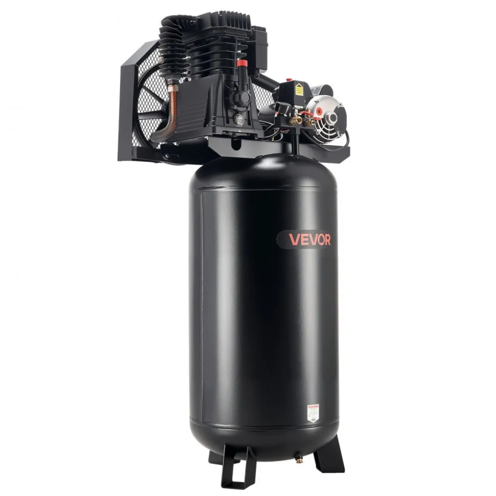 VEVOR 60 Gallons Heavy-Duty Air Compressor, 5HP 12 SCFM at 90PSI Air Compressors Max 145PSI Pressure, Oil-Lubricated Compressor Tank for Industrial Manufacturing, Large Workshops (230V 60Hz, No-Plug)