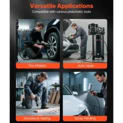 VEVOR 60 Gallons Heavy-Duty Air Compressor, 5HP 12 SCFM at 90PSI Air Compressors Max 145PSI Pressure, Oil-Lubricated Compressor Tank for Industrial Manufacturing, Large Workshops (230V 60Hz, No-Plug)