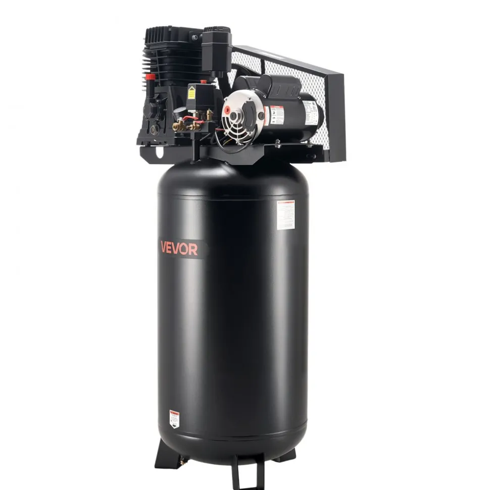 VEVOR 60 Gallons Heavy-Duty Air Compressor, 5HP 12 SCFM at 90PSI Air Compressors Max 145PSI Pressure, Oil-Lubricated Compressor Tank for Industrial Manufacturing, Large Workshops (230V 60Hz, No-Plug)