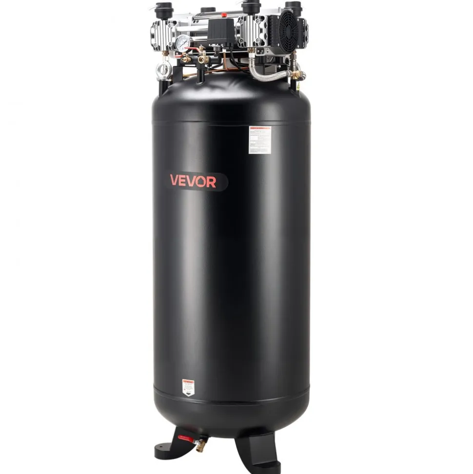 VEVOR 80 Gallons Heavy-Duty Air Compressor, 5HP 13.5SCFM at 90PSI Air Compressors Max 145PSI Pressure, Oil-Free Compressor Tank for Industrial Manufacturing, Large Workshops (230V 3-Phase, No Plug)