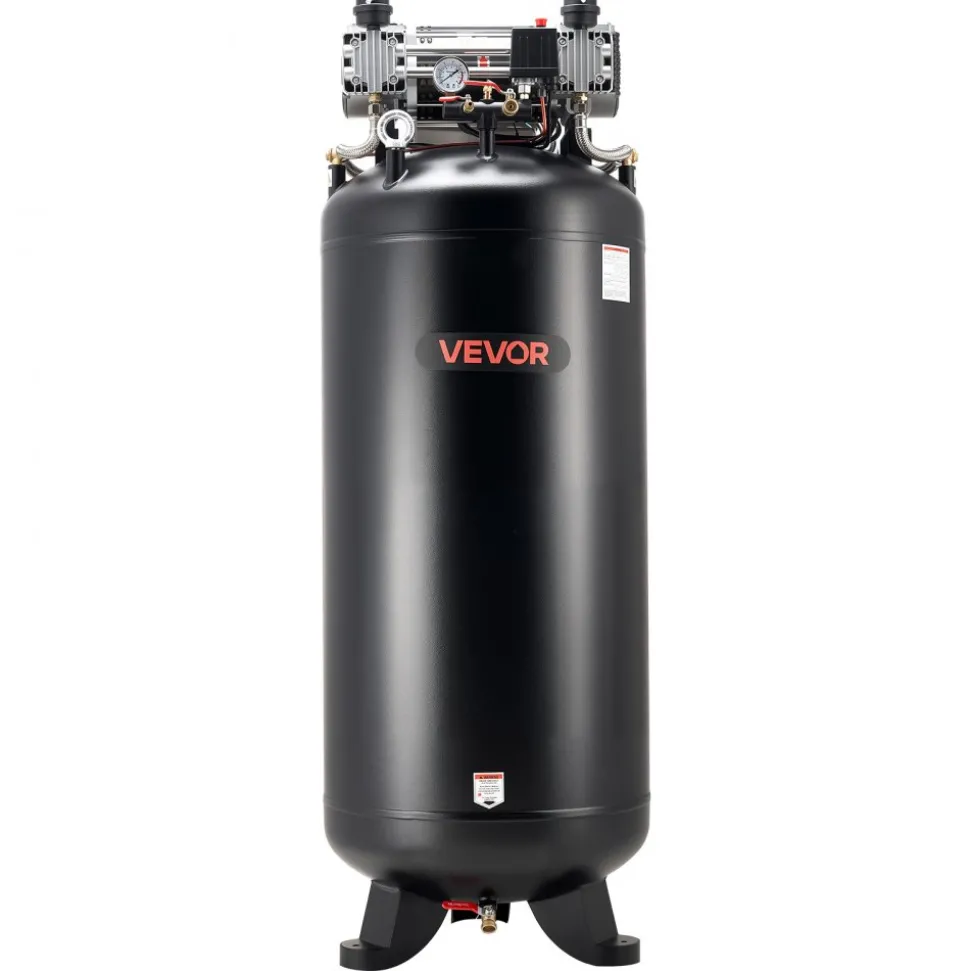 VEVOR 80 Gallons Heavy-Duty Air Compressor, 5HP 13.5SCFM at 90PSI Air Compressors Max 145PSI Pressure, Oil-Free Compressor Tank for Industrial Manufacturing, Large Workshops (230V 3-Phase, No Plug)