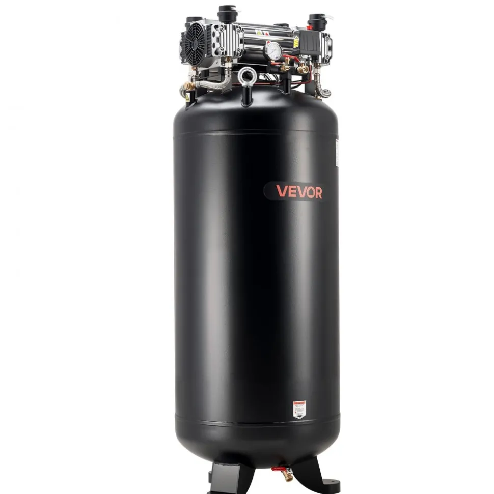 VEVOR 80 Gallons Heavy-Duty Air Compressor, 5HP 13.5SCFM at 90PSI Air Compressors Max 145PSI Pressure, Oil-Free Compressor Tank for Industrial Manufacturing, Large Workshops (230V 3-Phase, No Plug)