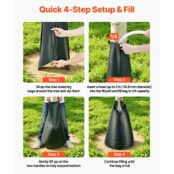 VEVOR 20 Gallon Tree Watering Bags, 4 Pack 3-4 Hours Slow Release Gator Bags for Trees, Heavy Duty PE Tree Drip Irrigation Bag with Zipper, Durable & Reusable Deep Root Shrub Watering Bag