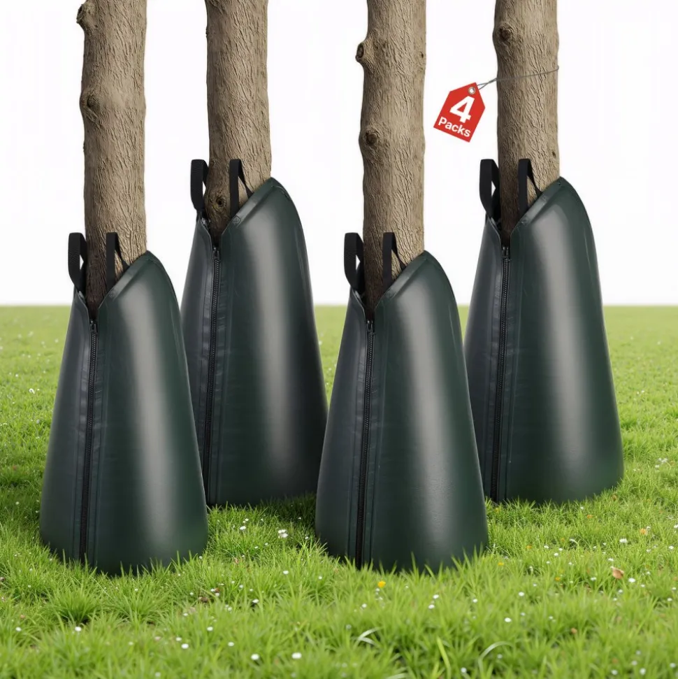 VEVOR 20 Gallon Tree Watering Bags, 4 Pack 3-4 Hours Slow Release Gator Bags for Trees, Heavy Duty PE Tree Drip Irrigation Bag with Zipper, Durable & Reusable Deep Root Shrub Watering Bag
