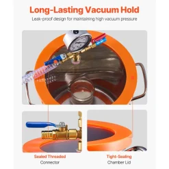 VEVOR 5 Gallon Vacuum Chamber and 3.5 CFM Pump Kit, Stainless Steel Chamber, Single Stage Vacuum Pump Degassing Chamber Kit, with Acrylic Lid, Oil, 4.92 ft Hose, for Degassing Resin Silicone Epoxies