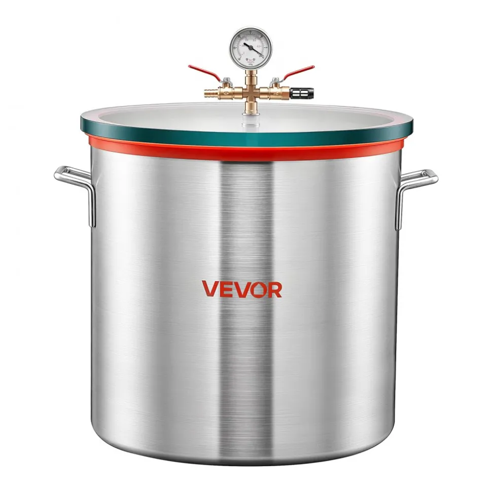 VEVOR 15 Gallon Vacuum Chamber, Aluminum Alloy, Vacuum Degassing Chamber with Tempered Glass Lid, Hose, Air Filter, for Resin Casting, Stabilizing Wood, Degassing Silicone, Epoxies, Essential Oils