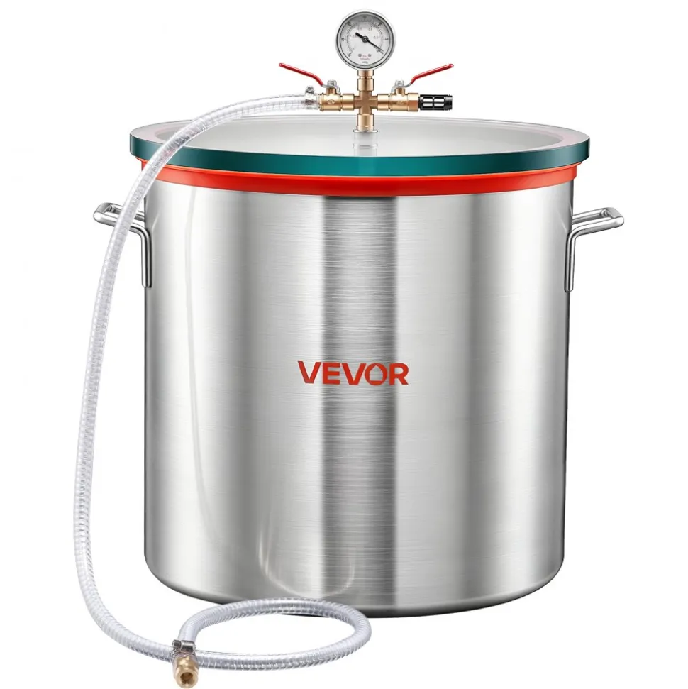 VEVOR 15 Gallon Vacuum Chamber, Aluminum Alloy, Vacuum Degassing Chamber with Tempered Glass Lid, Hose, Air Filter, for Resin Casting, Stabilizing Wood, Degassing Silicone, Epoxies, Essential Oils