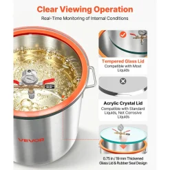 VEVOR 15 Gallon Vacuum Chamber, Aluminum Alloy, Vacuum Degassing Chamber with Tempered Glass Lid, Hose, Air Filter, for Resin Casting, Stabilizing Wood, Degassing Silicone, Epoxies, Essential Oils