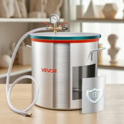 VEVOR 15 Gallon Vacuum Chamber, Aluminum Alloy, Vacuum Degassing Chamber with Tempered Glass Lid, Hose, Air Filter, for Resin Casting, Stabilizing Wood, Degassing Silicone, Epoxies, Essential Oils