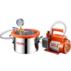 VEVOR 1.5 Gallon Vacuum Chamber and 3.5 CFM Pump Kit, Stainless Steel Chamber, Single Stage Vacuum Pump Degassing Chamber Kit, with Acrylic Lid, Oil, 4.92 ft Hose, for Degassing Resin Silicone Epoxies
