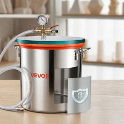 VEVOR 9 Gallon Vacuum Chamber, Stainless Steel, Vacuum Degassing Chamber with Tempered Glass Lid, Hose, Air Filter, for Resin Casting, Stabilizing Wood, Degassing Silicone, Epoxies, Essential Oils