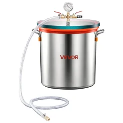 VEVOR 9 Gallon Vacuum Chamber, Stainless Steel, Vacuum Degassing Chamber with Tempered Glass Lid, Hose, Air Filter, for Resin Casting, Stabilizing Wood, Degassing Silicone, Epoxies, Essential Oils